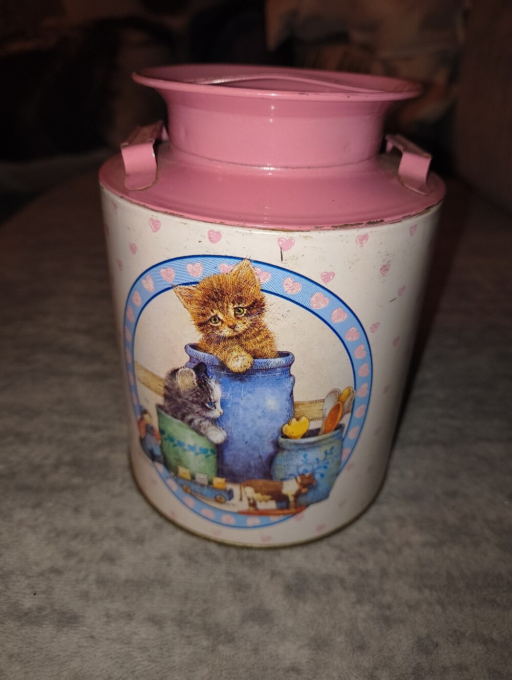Pink Kitten-Themed Milk Tin